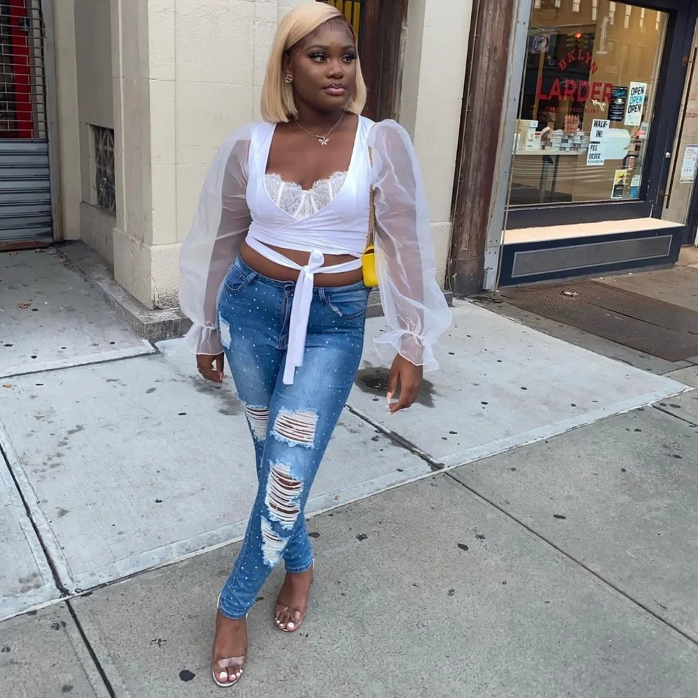 ASOS Rhinestone Ripped Jeans - Picture 1 of 1
